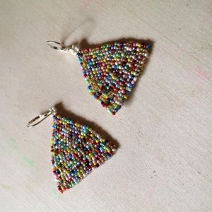 HANDMADE GLASS EARRINGS | Beehive Small Batch Handwoven Earrings Sugar Layer